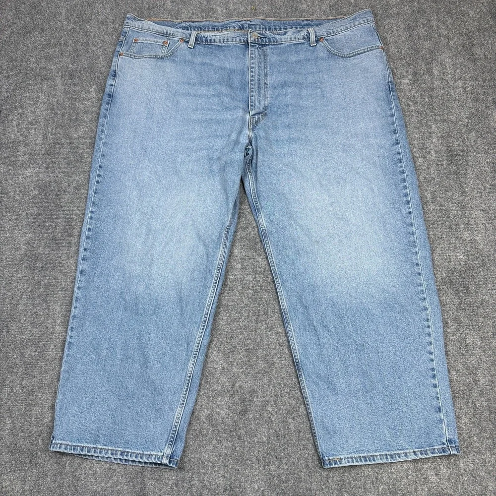 Levi's 550 Relaxed Fit Jeans Men's W50 L30 Light Wash Blue Tapered Stretch Denim